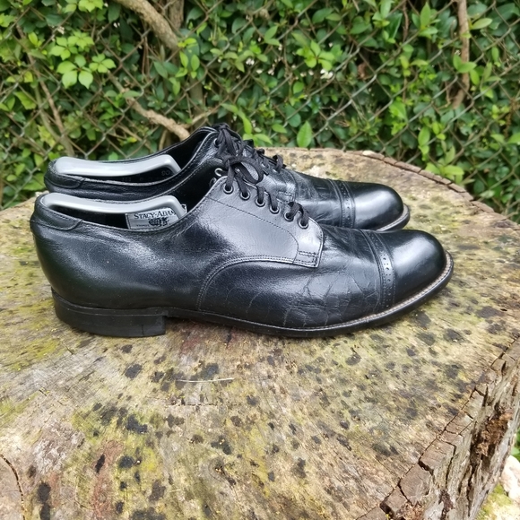 Vintage STACY ADAMS Cap Toe Leather Dress Shoes - Picture 7 of 9